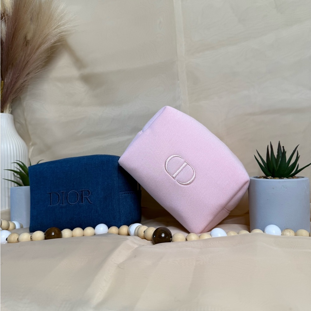 Cosmetic pouches/ Denim and Pink